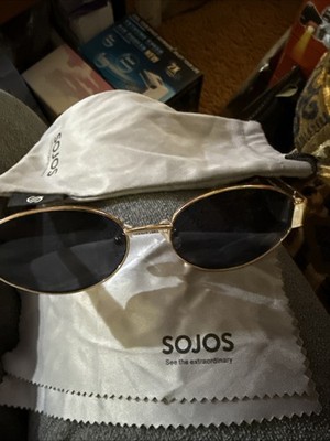 SOJOS Retro Oval 17 Gold W/ Gray Lens Sunglasses UV400 Protection SJ1217C5