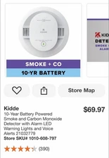Kidde 30CUD10 10-Year Battery Powered Smoke+Carbon Monoxide Detector w/LED Alert