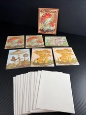 6 Vtg Blank Cards With Envelopes Mushroom Notes