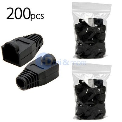200x Black CAT5E CAT6 RJ45 Ethernet Network Cable Strain Relief Boots