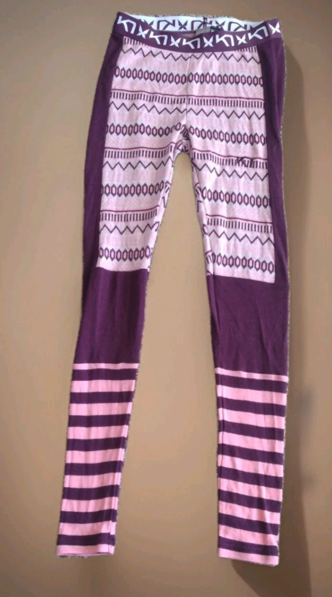 Kari Traa Leggings Baselayer Ski Thermal Knit 100% Wool Pants Womens Sz S Pink