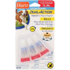 2 Pack Hartz UltraGuard DualAction Flea Tick Drops for Dogs Puppies, 15-3...