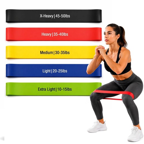 5 Resistance Bands Exercise Sports Loop Fitness Home Gym Yoga Workout Latex Set