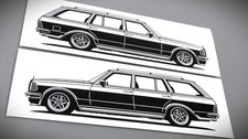 Mercedes W123 AMG Aufkleber Silhouette Mercedes S123 TE AMG Sticker Schwarz neu