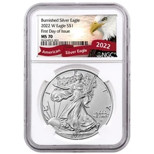 2022-W $1 1-oz Burnished American Silver Eagle NGC MS70 FDI Exclusive Eagle