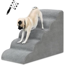 5 Steps Dog Ramp/Stairs for Bed and Sofa, High Density Foam Dog Stairs for Couch