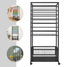 16-Layer Organizer Rack, Storage Shelf, Ribbon Display Rack 16 rods and a basket