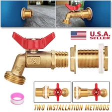 Brass Rain Barrel Spigot Quarter Turn Ball Valve Spigot and Bulkhead Fitting
