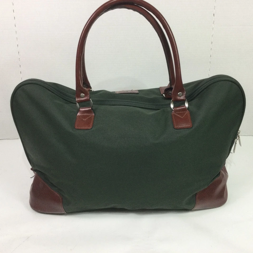 Metro Collection 行李旅行包绿色帆布和皮革拉链随身行李 — 第 4/4 张图片