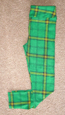 LuLaRoe Kids s/m ~ Green Black & Yellow PLAID ~ Leggings ~ Unisex ~ PACKERS