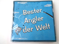 "20 Stk. Servietten \" Bester Angler Der Welt \", 33 X 33 Cm, Neu & Ovp"