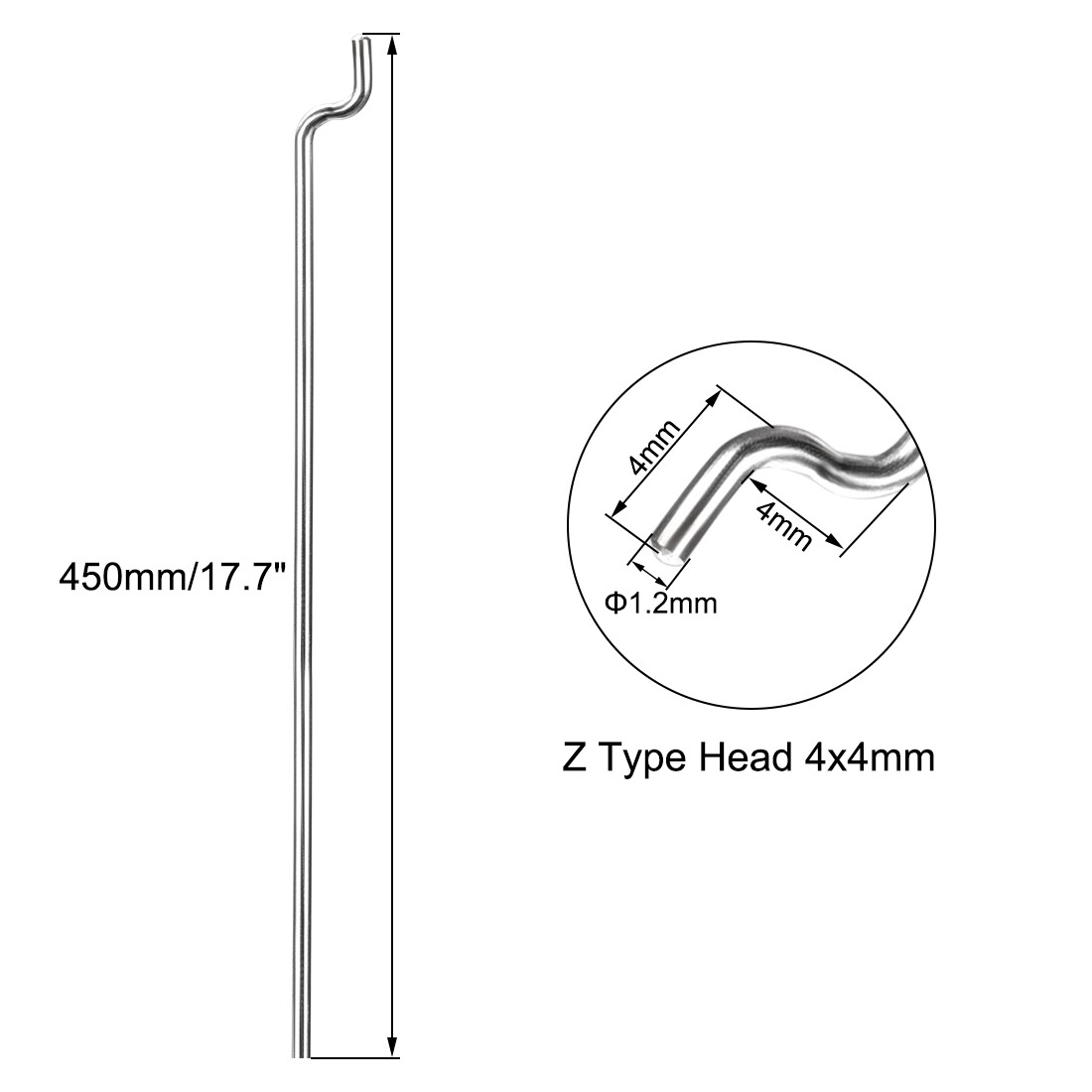 10 Pcs 1.2mm x 450mm (17.7 inch) Steel Z Pull/Push Rods Parts