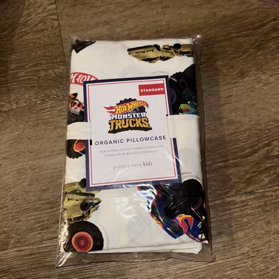 Pottery Barn HOT WHEELS PILLOWCASE Monster Truck Standard