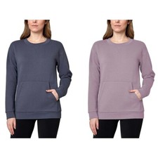 Mondetta Women's Sweatshirt Brushed Fleece Crew Neck Kangaroo Pocket Relaxed