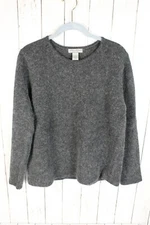 Eddie Bauer Lambswool Angora Rabbit Nylon Pullover Sweater Womens Sz Large Gray
