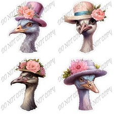 Laminated Vinyl Decal Die Cut Sticker - Birds With Hats - Made in USA