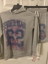 Marvel Spider-Man Hooded Sweatshirt/ Short Set Children s Size 12 Gray