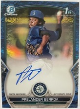 Prelander Berroa 2023 Bowman Chrome Blue Crater 1st Auto /150  White Sox Mariner