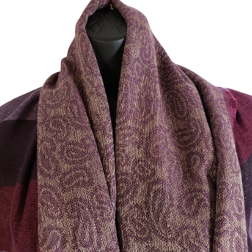 Bufanda Chicos Dos Caras Paisley/Rayas Flecos Extra Suave 24x70 En Mantón Envoltura Foto 3 de 4