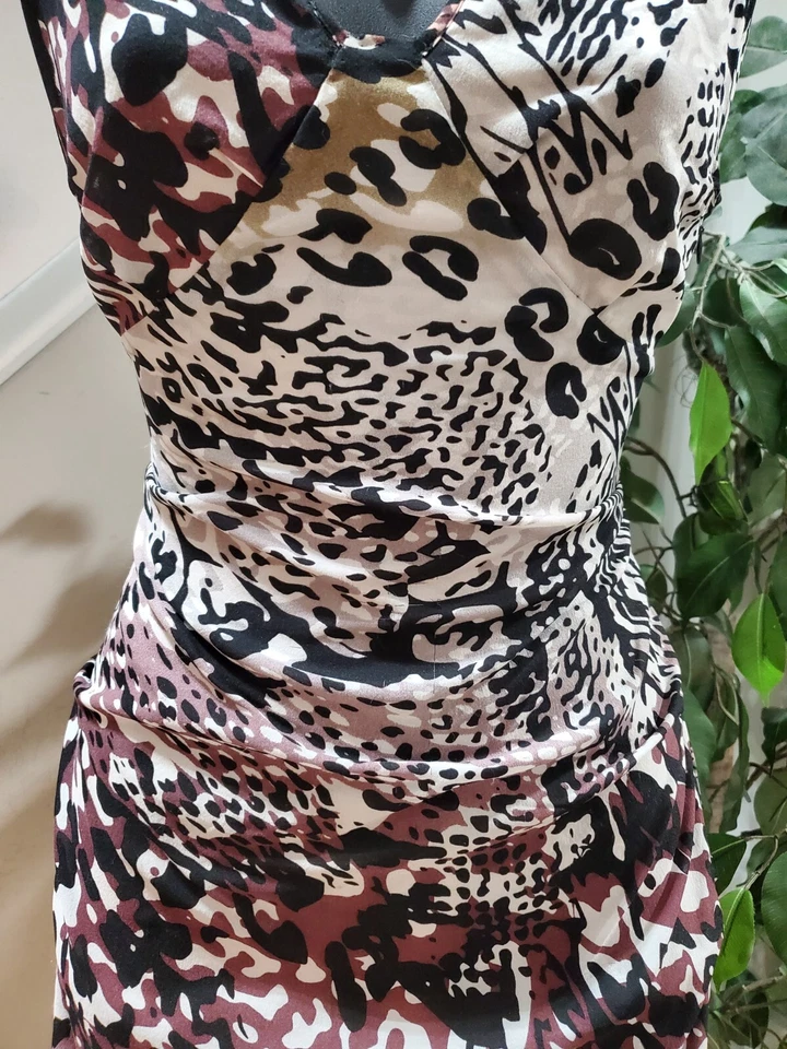 Vestido para mujer Andrew Marc multicolor de nailon con cuello en V sin mangas hasta la rodilla talla 2 Foto 3 de 4