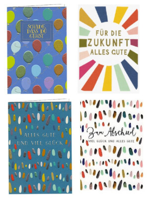 Doppelkarte*geprägt*Zum Abschied*Kollege/in*Punkte*Alles Gute*Schade dass du ...