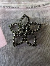 Tarina Tarantino Black Swarovski Crystal Flower Barrette Brand New Vintage