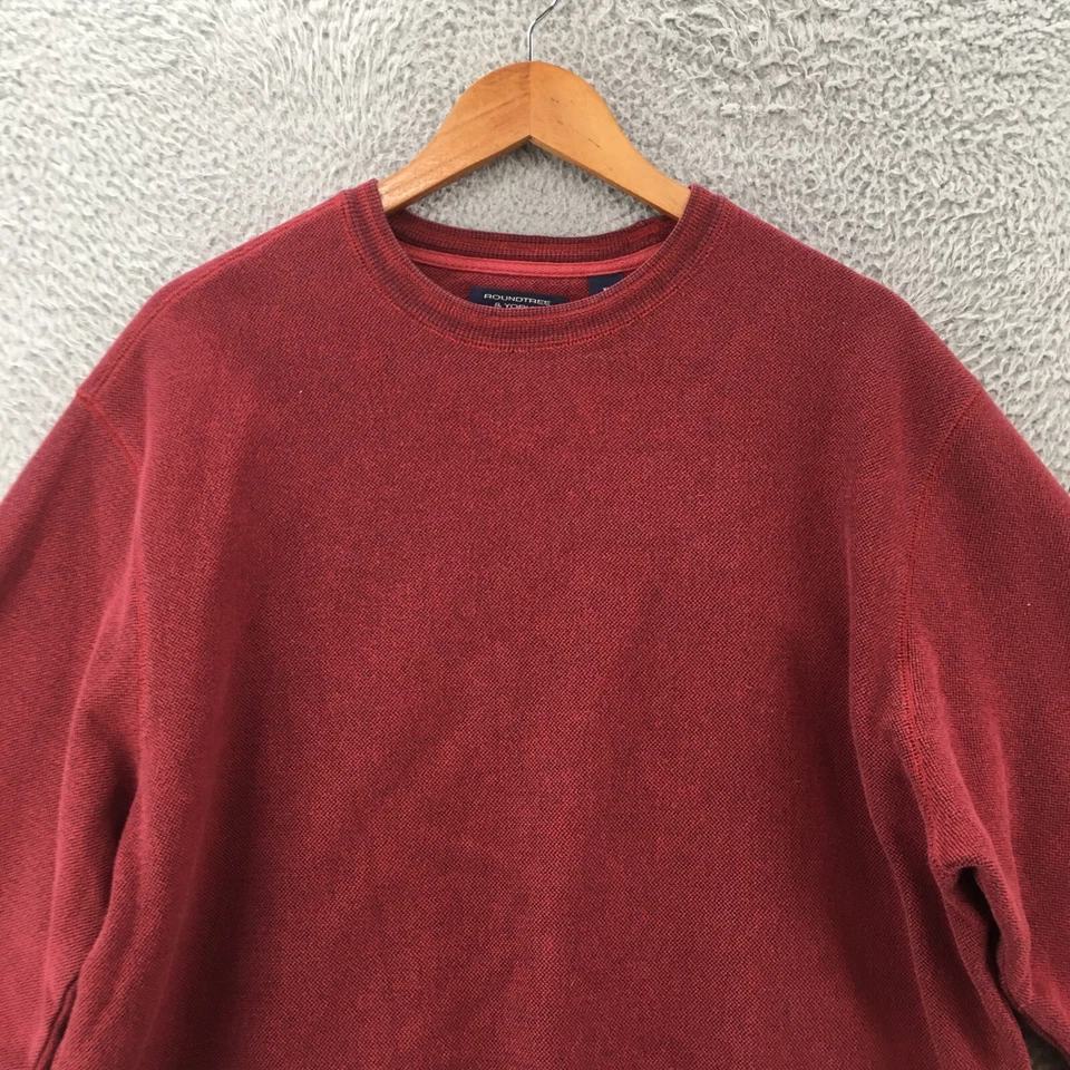 Suéter Pullover Roundtree & Yorke Para Hombres XL Rojo Mezcla de Algodón Manga Larga Tejido Foto 2 de 4