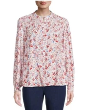 Time and Tru Women's Smocked Button Front Top Shirt Multicolor XL (16-18) NWT