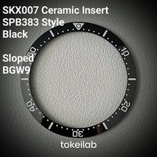 Bezel Insert SKX007 Ceramic BGW9 (SPB383 style) / Sloped / Black - SEIKO MOD