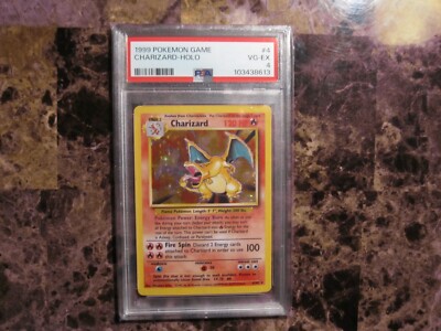 1999 Charizard #4 Holo Foil Base Set, Pokemon card PSA 4 Graded