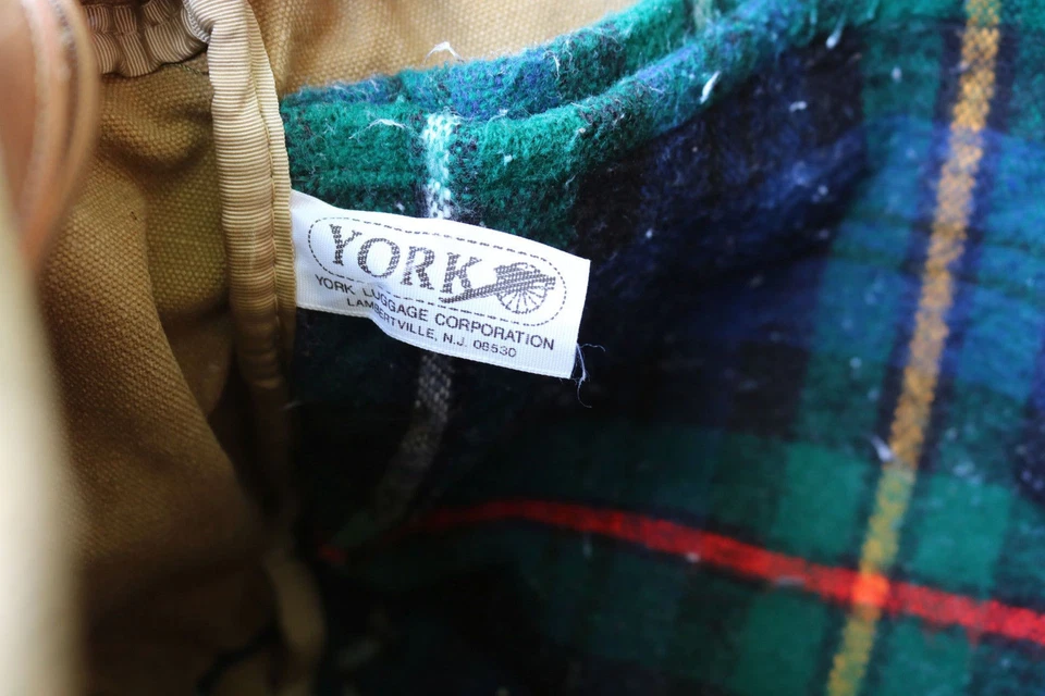 YORK сумка желтовато-коричневый пакет STEAM ретро винтажный кожаный утка холст клетку латуни Snap HW - Изображение 2 из 4