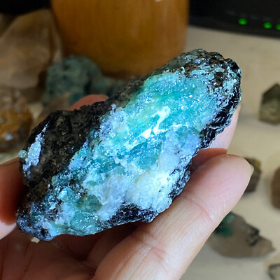 634ct Raw Emerald Natural Gemstone Blue-Green Crystal Rough