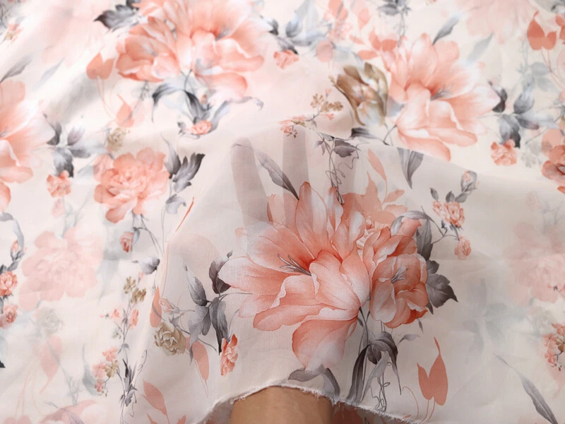 39 Inch X 58 Inch Floral Chiffon Fabric Soft Dress Skirt Hanfu Material Fresh - Image 3 of 4