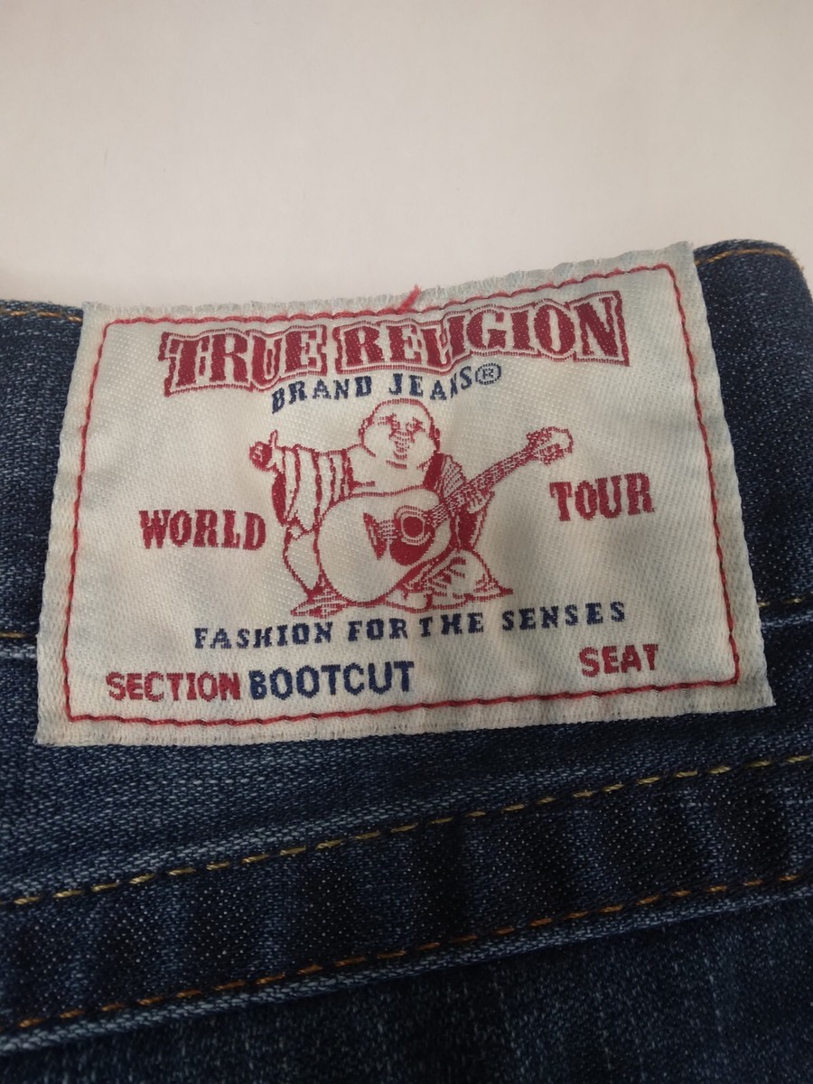 TRUE RELIGION Mens Jeans Sz40 Bootcut Distressed 5 Flap Pocket