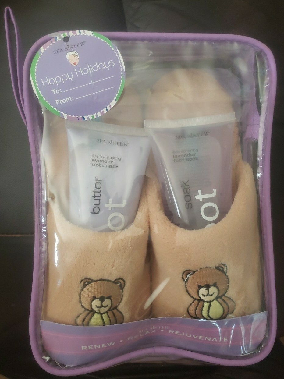 Spa Sister Fabulous Foot Spa Gift Set - Teddy Bear Slippers/