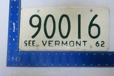 1962 62 VERMONT VT LICENSE PLATE TAG # 90016