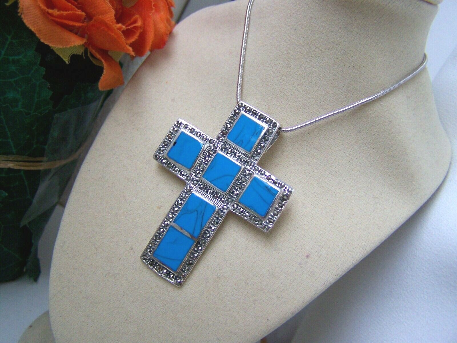 GORGEOUS LARGE SOLID STERLING SILVER TURQUOISE MA… - image 3