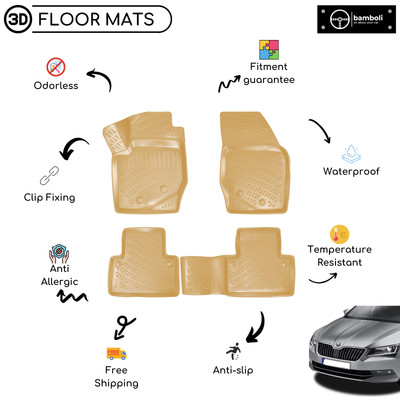Vehicle Specific Rubber Beige Floor Mat for Skoda Super B 2008 - 2014