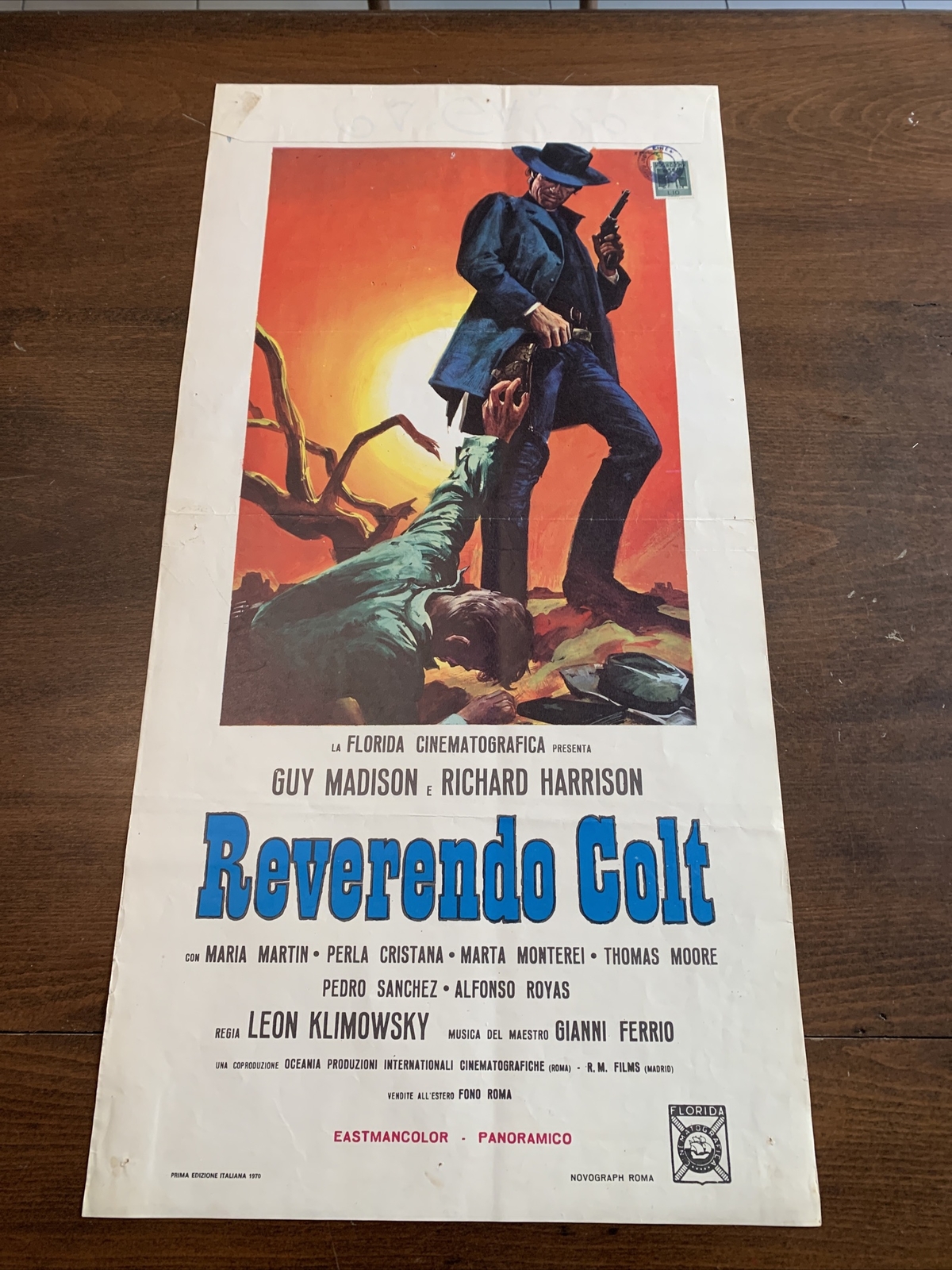 Locandina originale film Reverendo Colt (1970) - Regia di León Klimovsky, Marino Girolami