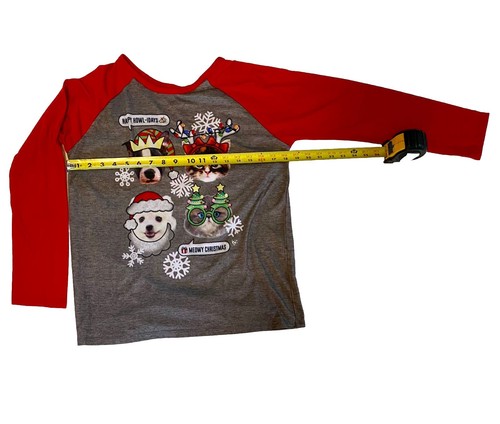 Justice Christmas Fun Dog & Cat Pattern Pajama Set Girls Size 18/20 Gray Red - Picture 7 of 17