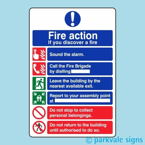 LASTING IMPRESSIONS (SIGNS) LIMITED 6 Point General Fire Action Sign - If You Discover A Fire