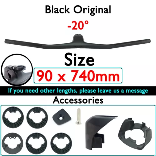 Full Carbon MTB Bicycle Integrated Cockpit Handlebar 740-780mm -20° UD Matte - Picture 10 of 48