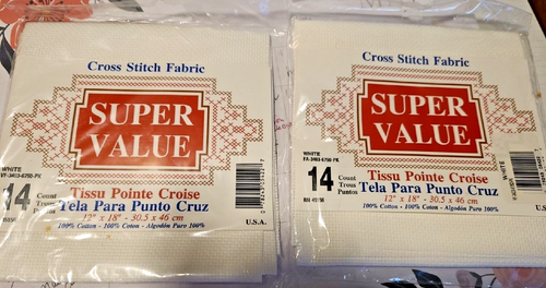 Lot 2 packs New Counted Cross Stitch fabric Cloth Aida 14 Count white USA 12x18