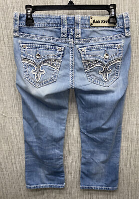 Rock Revival Womens Blue Light Wash BAMBI CAPRI Jeans Size 27 X 21