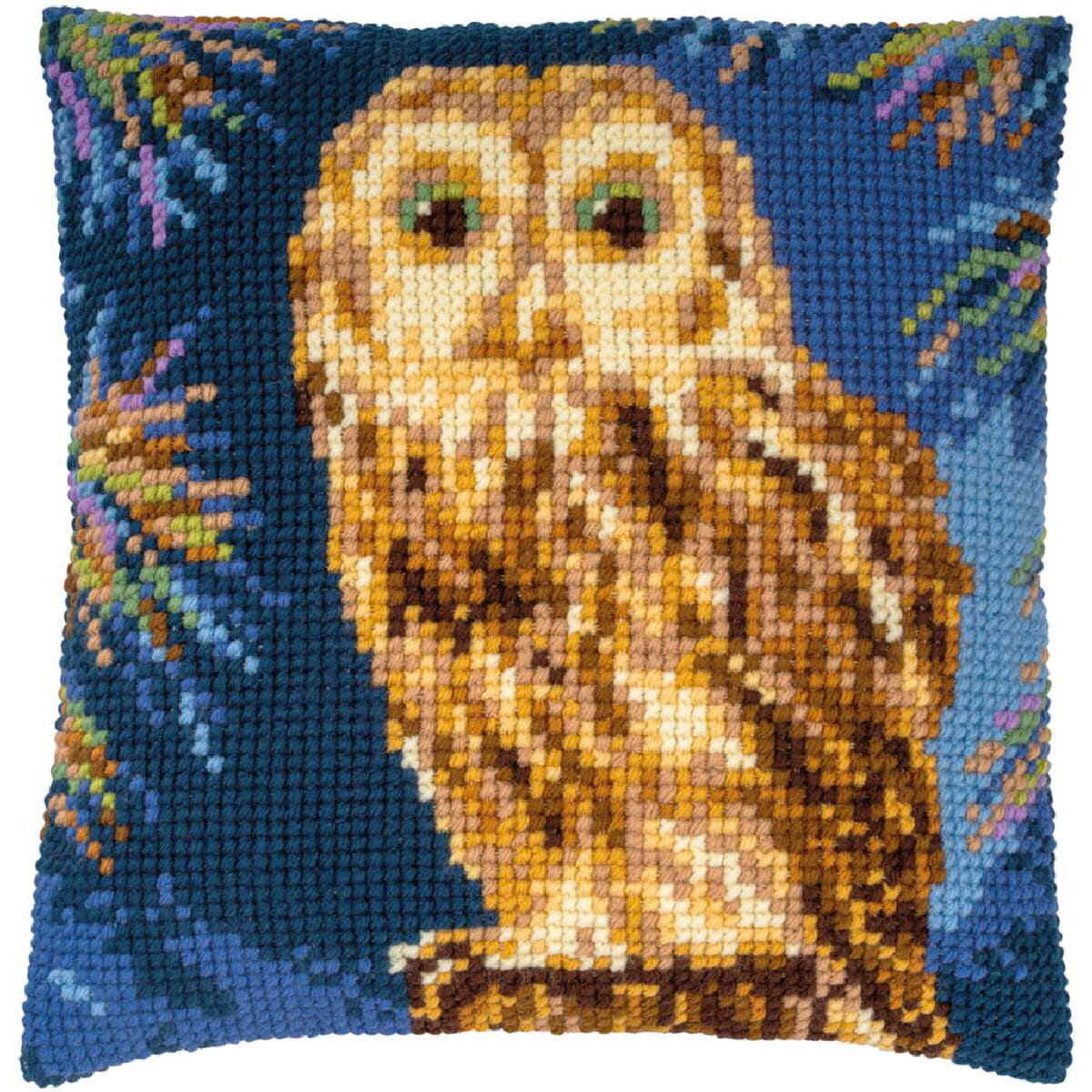 Vervaco stamped cross stitch kit cushion ""Owl"", 40x40cm, DIY