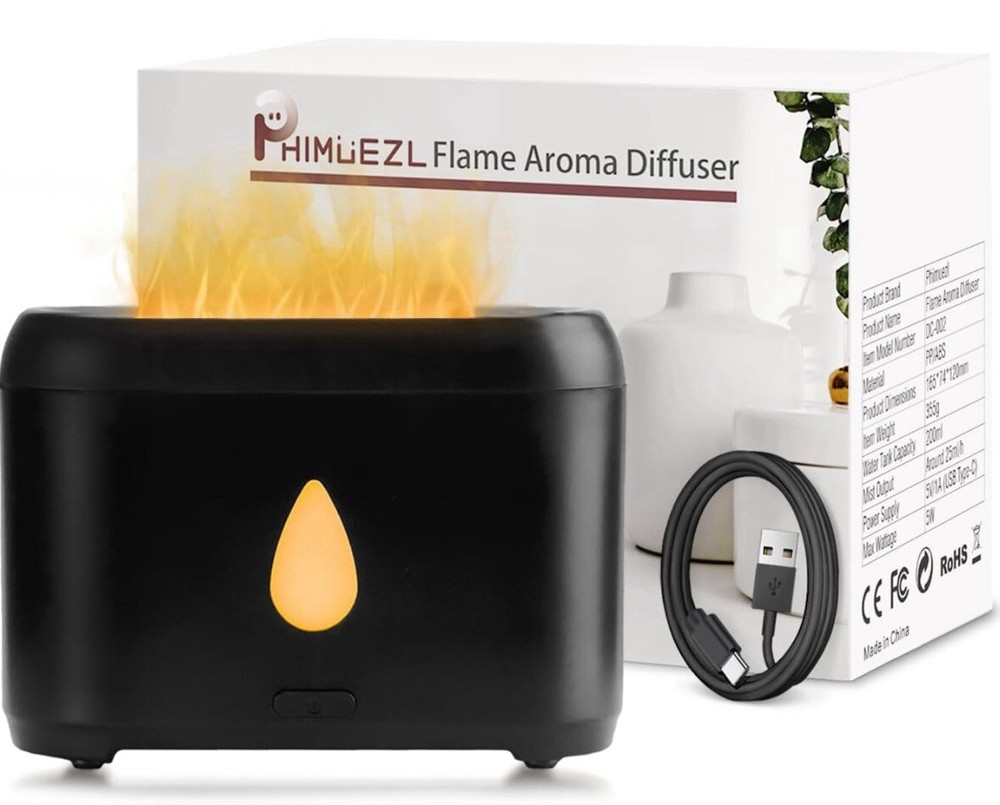 200ml Ultrasonic Cool Mist Flame Aroma Diffuser for Relaxation