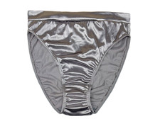 Ultra High Leg Satin Panty Silver 3XL