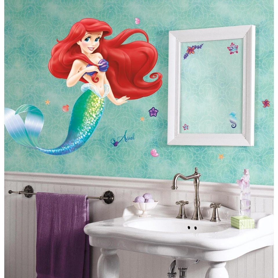 Calcomanías de pared Disney Glittery Little Mermaid 39" Ariel Princesa Decoración de habitación Adhesivo Foto 2 de 4