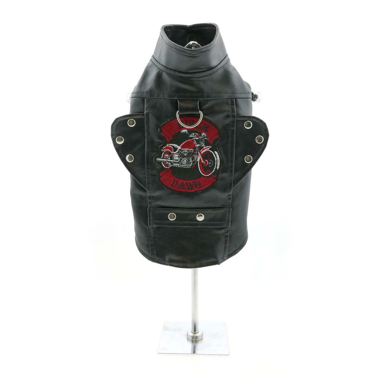 Doggie Design Dog Jacket Biker Dawg Black Motorcycle Size – XS–2XL