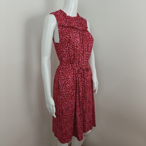 Boden Yoke Detail Floral Dress Size 6 Long Tall Pink Stretch Jersey Belt Pockets - Picture 5 of 10